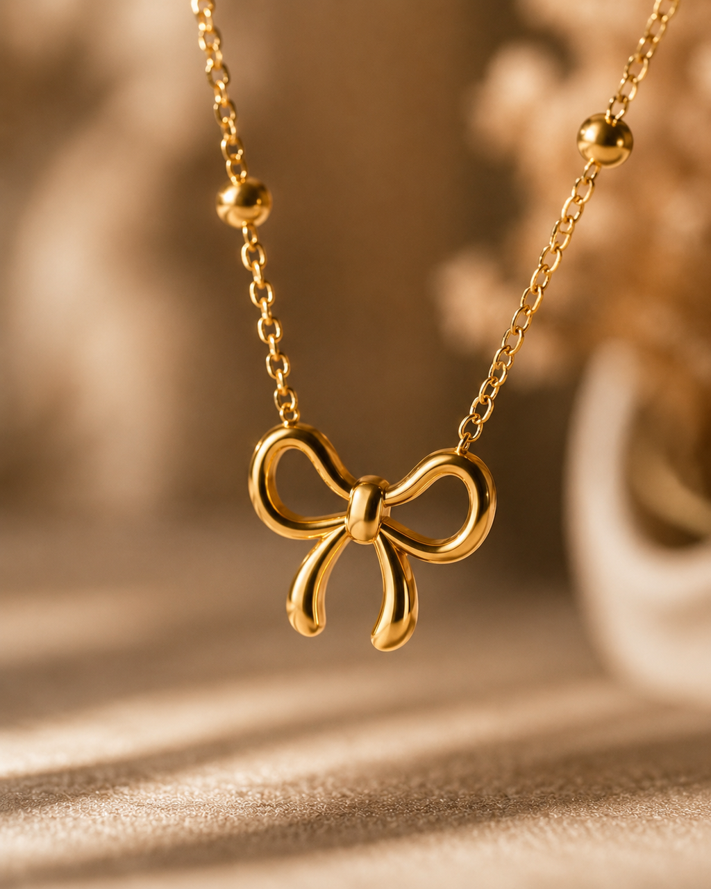 The Bow Charm Gold Necklace